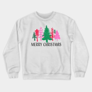Merry Christmas greeting with whimsical trees Crewneck Sweatshirt
